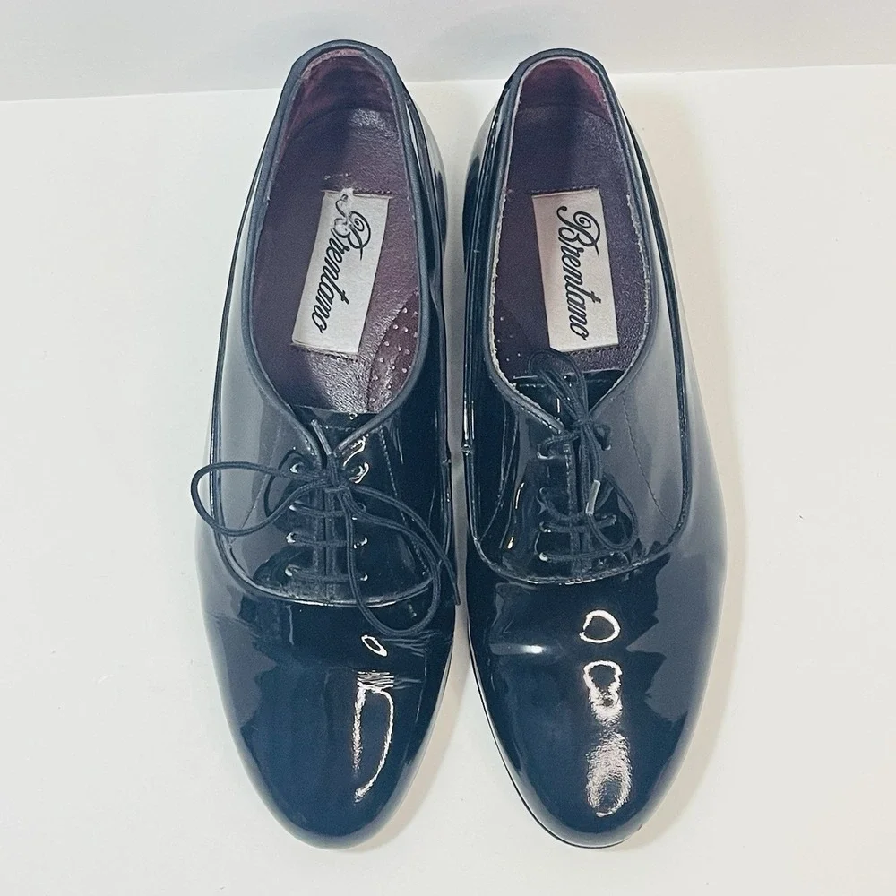 Brentano Patent Leather Black Lace‎ Up Shoes Size 8